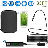 Wireless Endoscope With Case, Tryace 8mm Digital Wifi Endoscope Camera 2.0MP 1200P Borescope Inspection Camera Snake Camera with 10M Cable for ISO and Android, iPhone, Samsung, Tablet - Black(33FT)