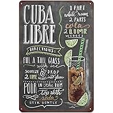 Vintage Bar Metal Tin Sign Retro Cocktail Wall Decor Man Cave Wall Sign 12 x 8 inch - Cuba Libre