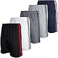 Real Essentials 5 Pack: Men's Mesh Athletic Basketball Shorts Quick Dry Activewear with Pockets