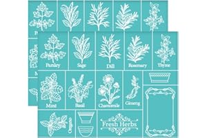 OLYCRAFT 11x8.6 Inch 2Pcs Self-Adhesive Silk Screen Printing Stencil Plants Pattern Mesh Transfers Stencil Herbs Flowerpot Tag Silk Screen Stencil for Painting on Wood DIY T-Shirt Fabric