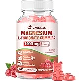 Magnesium L-Threonate Gummies 1000mg - Brain Supplement for Memory & Focus for Adults & Kids - Sugar-Free, Non-GMO, Raspberry Flavor - 60 Count