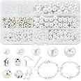 JADVY 980 pcs Pearl Beads for Jewelry Making Kit, White Pearl Beads with Accessories for Bracelets, Necklaces, Earrings and Crafts, DIY Pearls Bracelet Making Kit, Jewelry Making Supplies for Adults