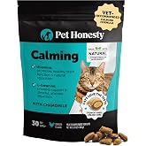 Pet Honesty Vet Backed Cat Calming &amp; Anxiety Relief Chews, Chicken, 300ct | Crunchy &amp; creamy alternative cat calming treats with l-theanine, chamomile to ease occasional anxiousness, promote relaxation