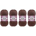 55% Cotton 45% Acrylic Yarn Alize Cotton Gold Thread Crochet Hand Knitting Art Lot of 4skn 400 gr 1444 yds (493-Brown)
