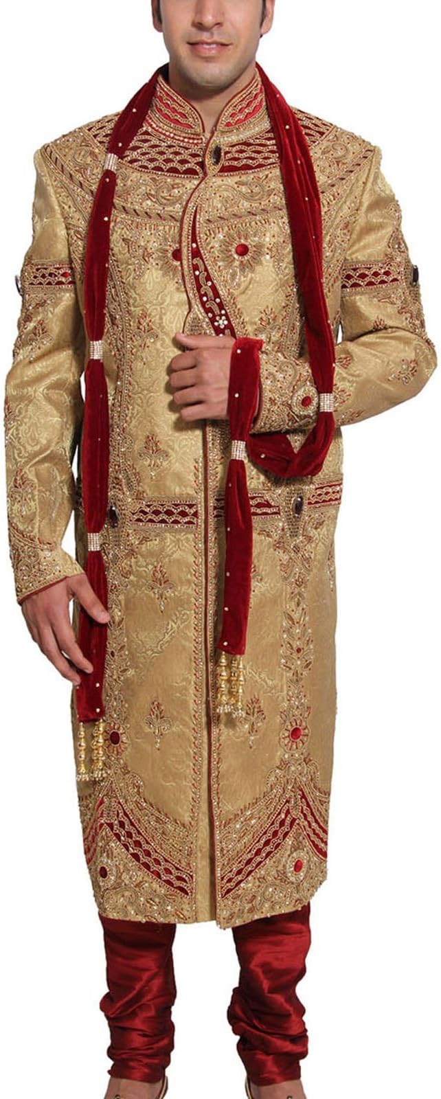 BESTMEN Indian Mens Kurta Pyjama Designer wear Pakistani Style Wedding Sherwani