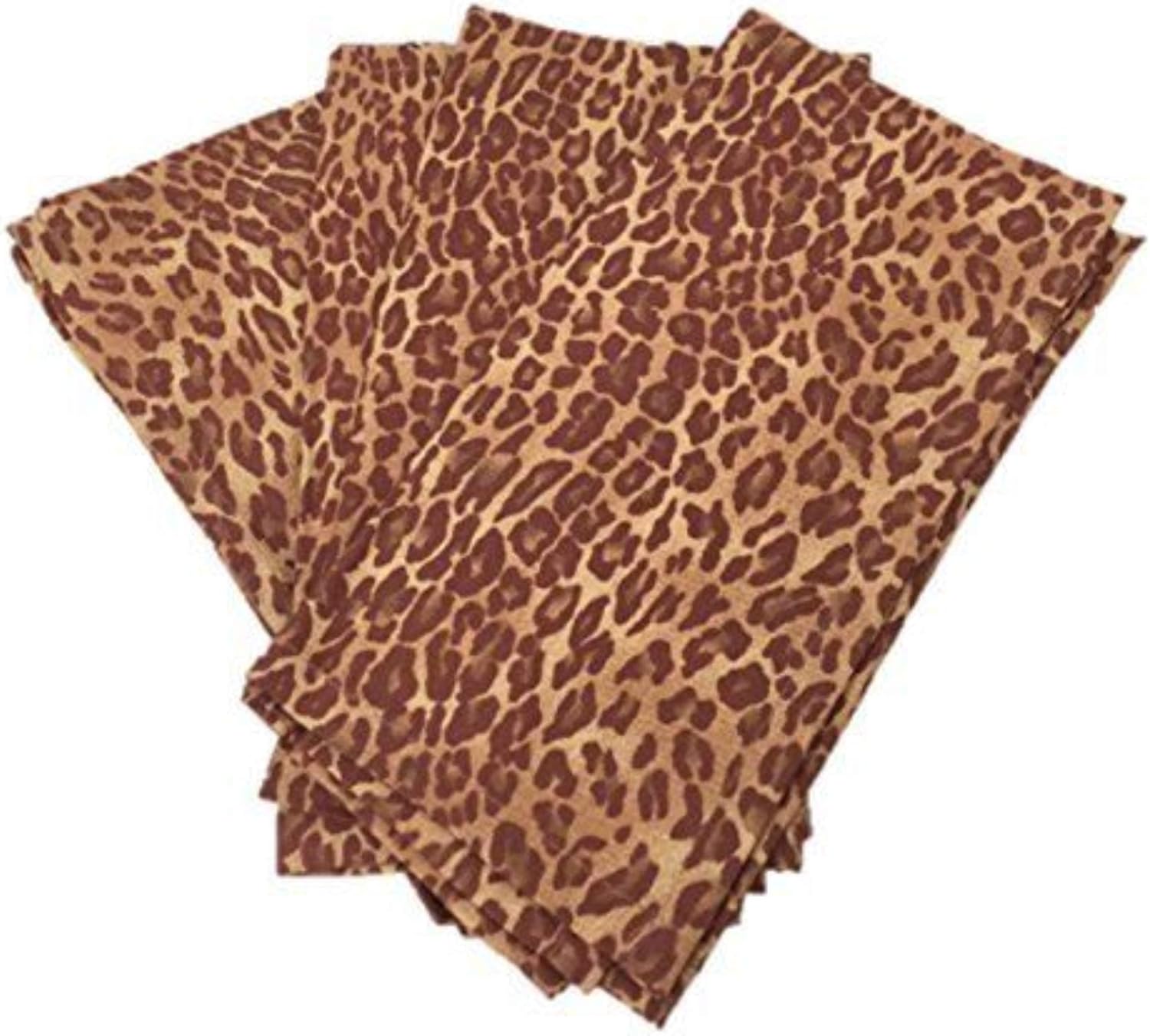 Enchante Accessories Linen Cotton Napkins Cloth Fabric Square Dinner Safari Cheetah Animal Print Brown Set of 4 Pack