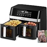 12QT Large Dual Air Fryer, 10-in-1 Double Zone Airfryer with 2×6QT Baskets, 60° Easy-Panel with Full Touchscreen, SyncCook Fu