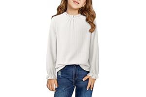 DOKOTOO KIDS Girls Shirts Long Sleeve Lightweight Tops 2025 Fall Fashion Blouses Knit Crewneck Basic Tee 6-13 Years