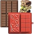 Dubai Chocolate Bar Molds,1 Inch Deep Large and Thick Silicone Chocolate Molds 2PCS Big Chocolate Candy Bar Mold for Filling Pistachio