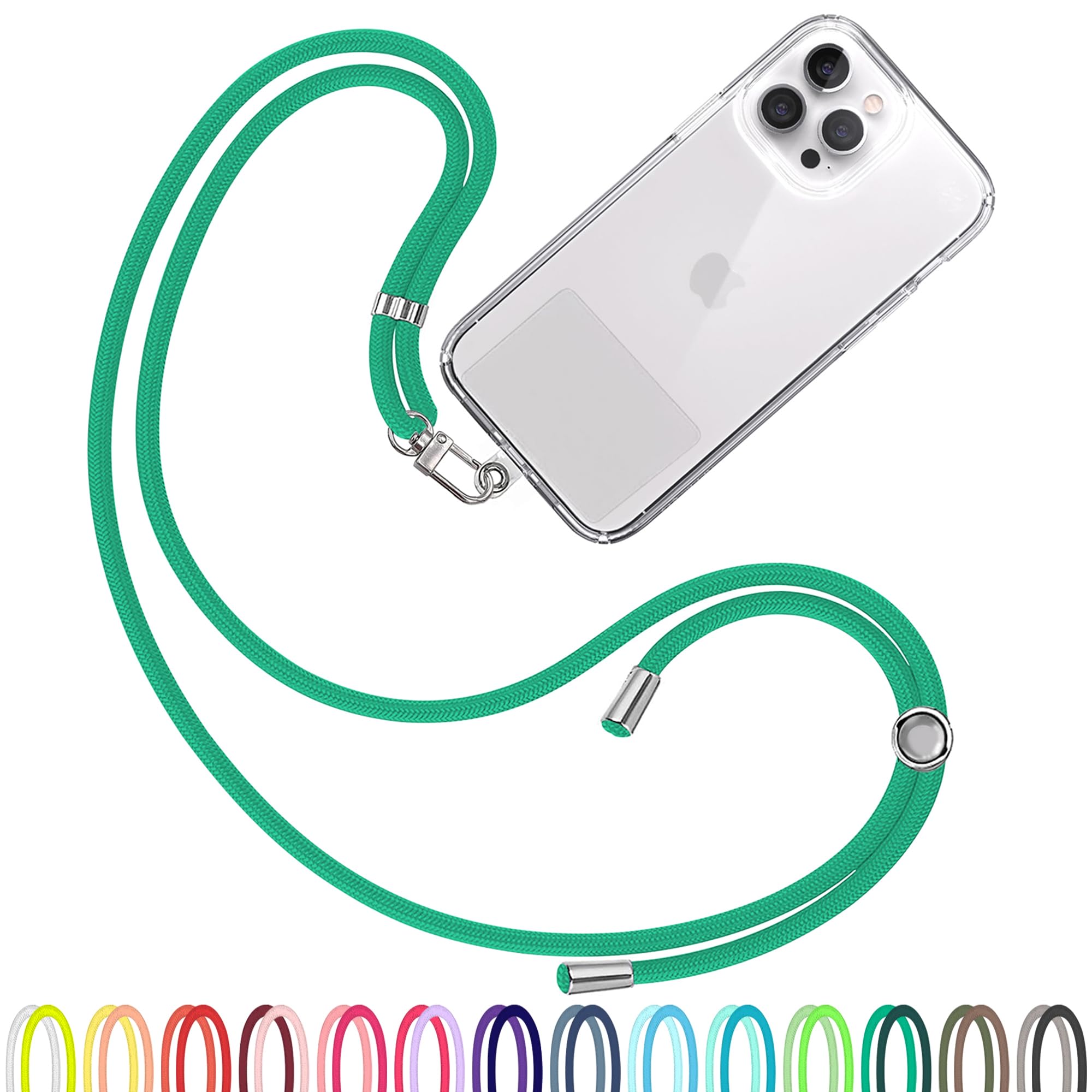 TBOC Cell Phone Lanyard [Green] - Comfortable Universal Smartphone Lanyard - Easy to Use Neck Phone Holder [Clear Patch] - Adjustable Length Phone Strap Crossbody - Fits All Mobile Phones