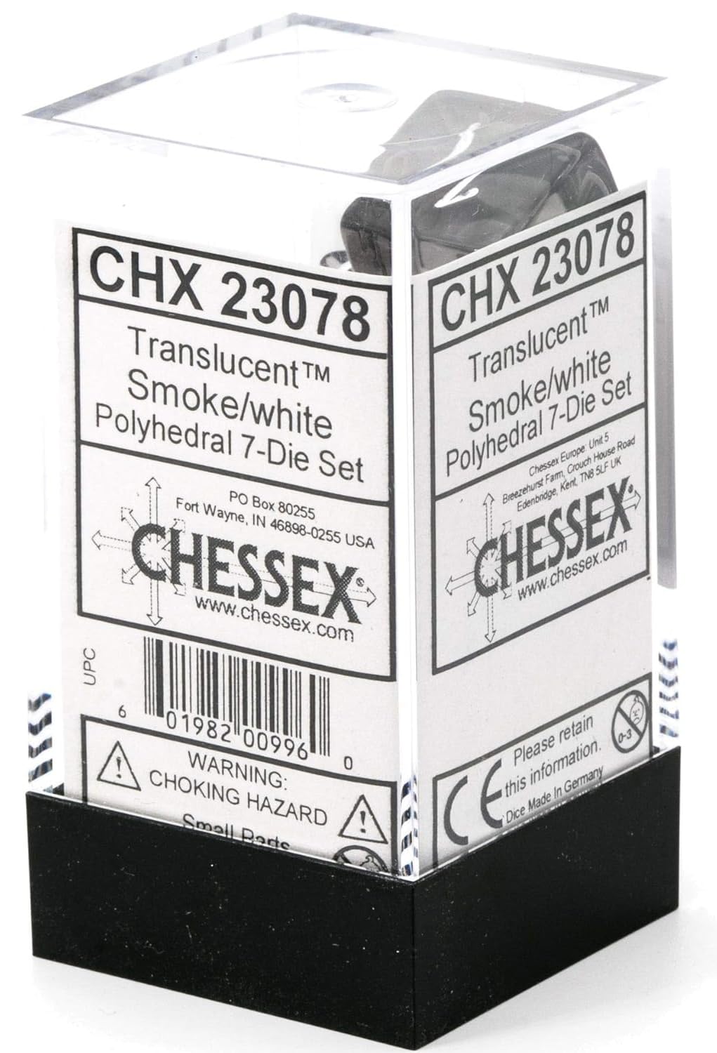Chessex Translucent: 7pc Smoke/White,Grey