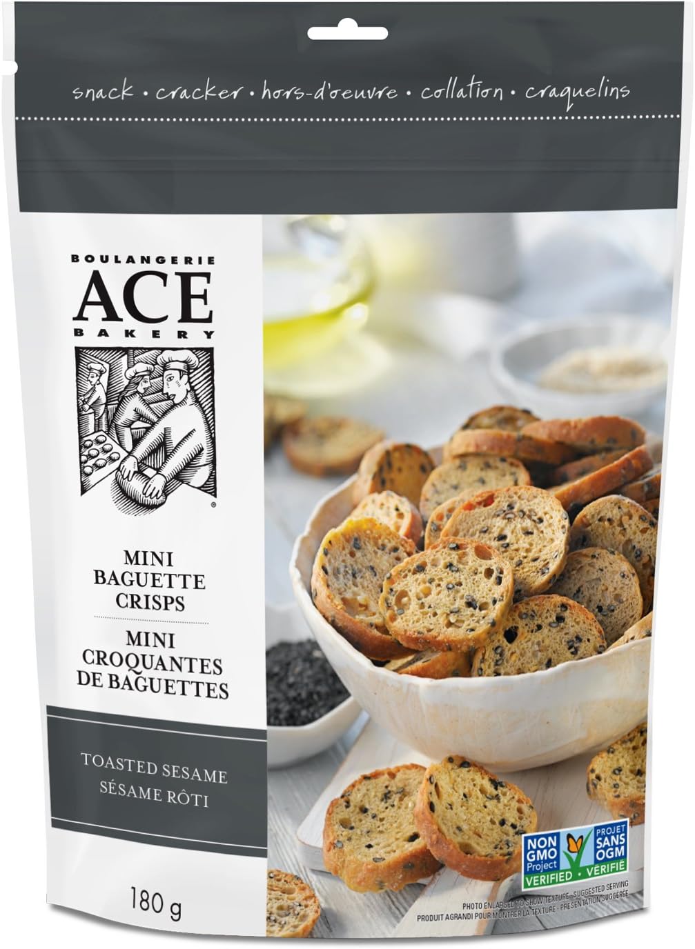 ACE Bakery Premium Crackers, Toasted Sesame Mini Crisps, 180g Amazon