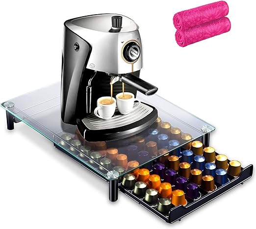 Masthome Nespresso porta cápsulas de café para guardar la cafetera y cajón con paños extra [60 cápsulas]: Amazon.es: Hogar