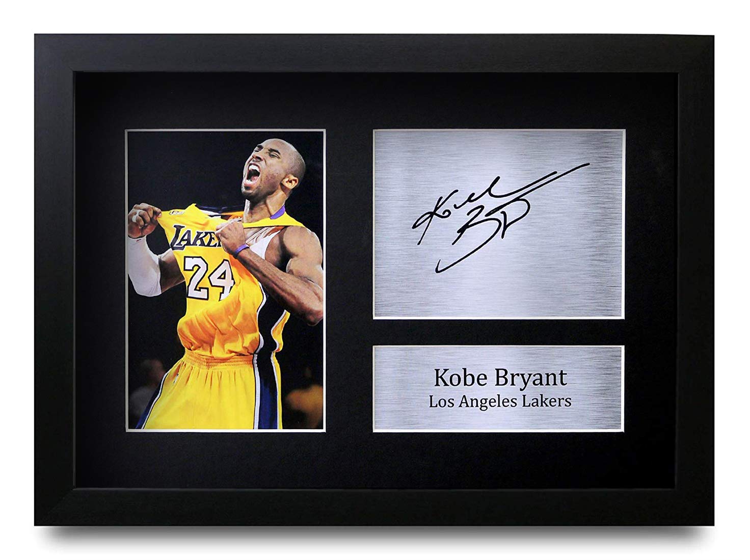 HWC Trading FR Kobe Bryant Gift Signed FRAMED A4 Printed Autograph Los Angeles Lakers Gifts Photo Display