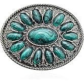 YOQUCOL Vintage Western Cowboy Native American Stone Belt Buckle for Men Black Tone