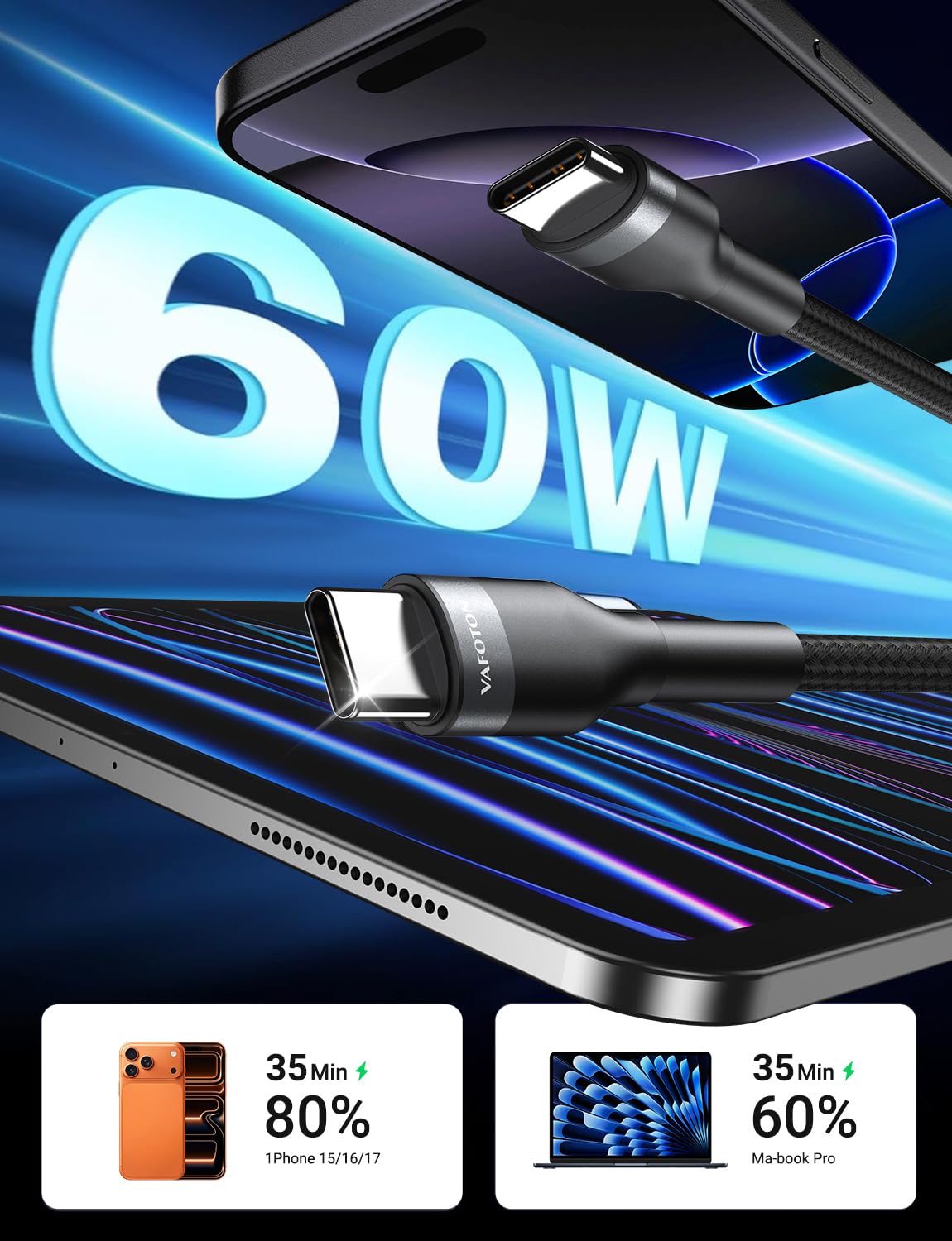 USB C auf USB C Kabel Kurz 60W(2Stück), USB C Ladekabel Kurz 19cm mit Schlüsselanhänger, 3A/20V 60W, PD 3.0 & QC 4.0+, Schnellladekabel USB Typ C, für 1Phone 17/16/15, Samsung S25/S24/S23, Pad, MaBook 3
