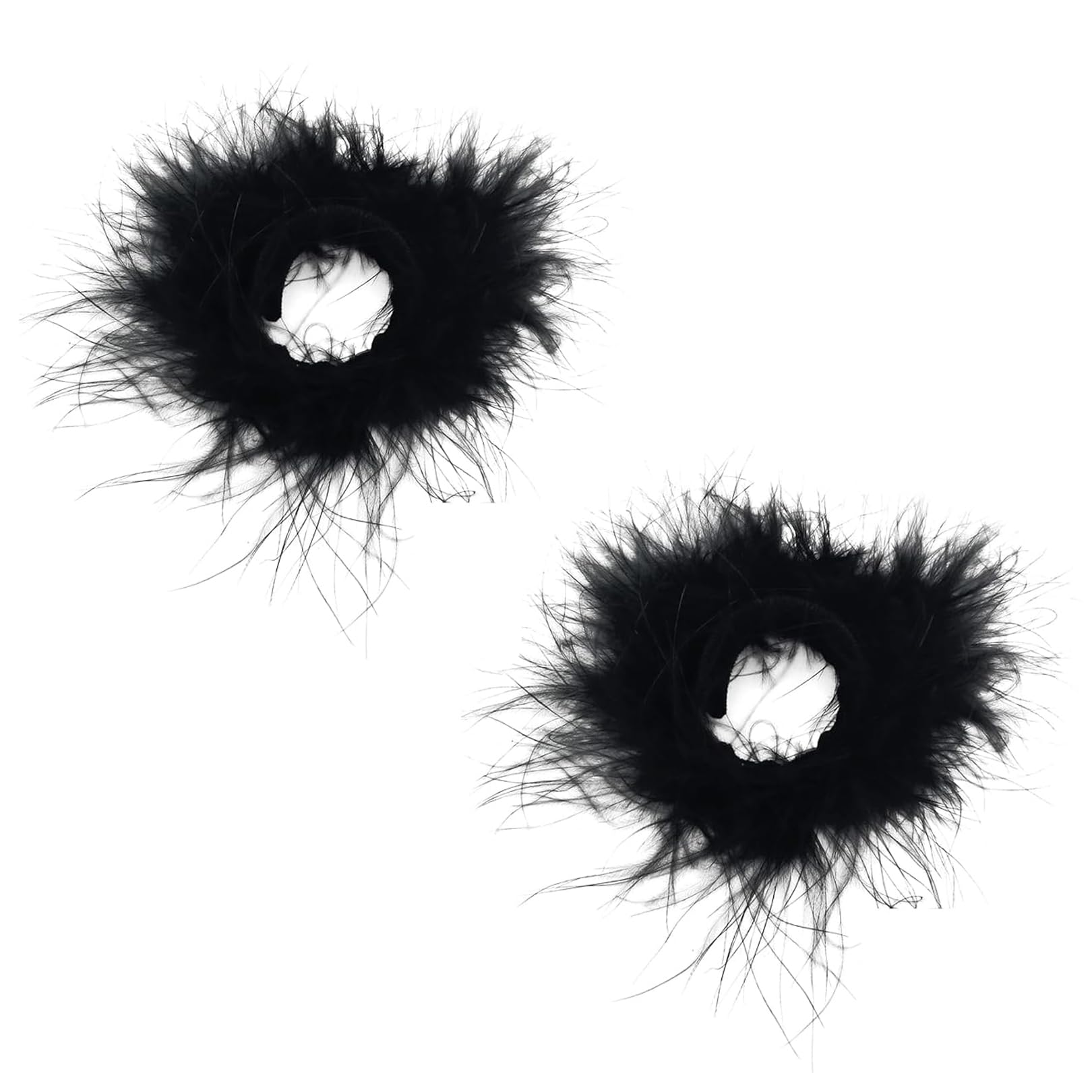 2Pcs Soft Fur Wristband Feather Slap Bracelet Wrist Cuffs Wristband Wrist Bands Ankle Fluffy Cuff Furry Bracelets Party Supplies Hair Accessories for Women Halloween Christmas Party Bag Fillers,Black