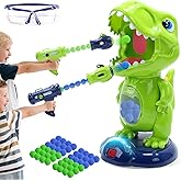 EagleStone Movable Dinosaur Shooting Toys for Kids,Electronic Target Shooting Games with 2 Pump Gun,48 Balls Party Favor Toys with Score Record, LED & Sound, Dino Toys Gift for Boys and Girls