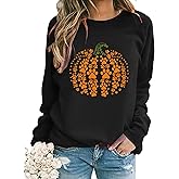 Urvatac Fall Sweatshirt for Women Pumpkin Dog Paw Pullover Thanksgiving Pumpkin Graphic Long Sleeve Shirt Tops