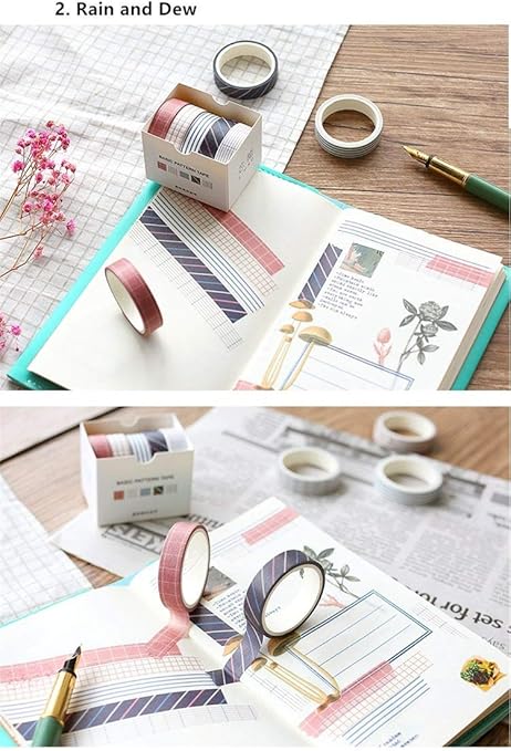 Amazon 5ピース基本パターン色紙和紙テープセット10ミリメートルスリム装飾さくら花雪マスキングテープステッカー文房具a6315 マスキングテープ 文房具 オフィス用品