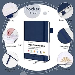 JUBTIC Password Book with Alphabetical Tabs Small