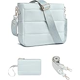 Purses for Women 2PCS Puffer Quilted Crossbody Shoulder Hobo Bags Trendy Ladies Handbag with Coin Wallet 2 Adjustable Straps