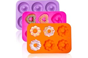 Anxbbo 3 Pack Silicone Donut Pan, Just Pop Out, Non-Stick Doughnuts Baking Pans for Donuts, Muffin, Cake Biscuit Bagels, Just Pop Out - Oven & Dishwasher Safe