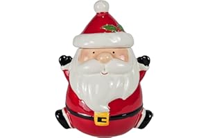 Hanna's Handiworks Jolly Santa Cookie Jar - Merry Decor for Kitchen Storage and Decoration for Holiday Parties and Everyday U