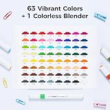 Ohuhu 64 Colour Water-Based Markers Dual Tip Brush & Fine Nontoxic view 3