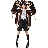 Cosplay.fm Women’s Anime Cosplay Costume Pullover Hoodie with Detachable Bag Design Furry Paw Gloves Fox Ear Hooded