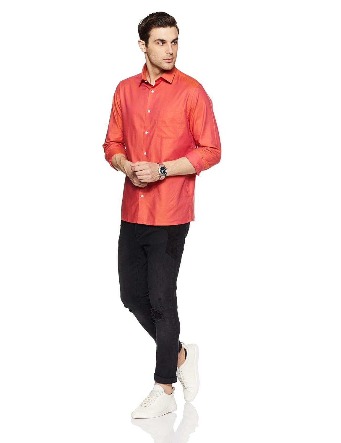 peter england men's solid regular fit formal shirt