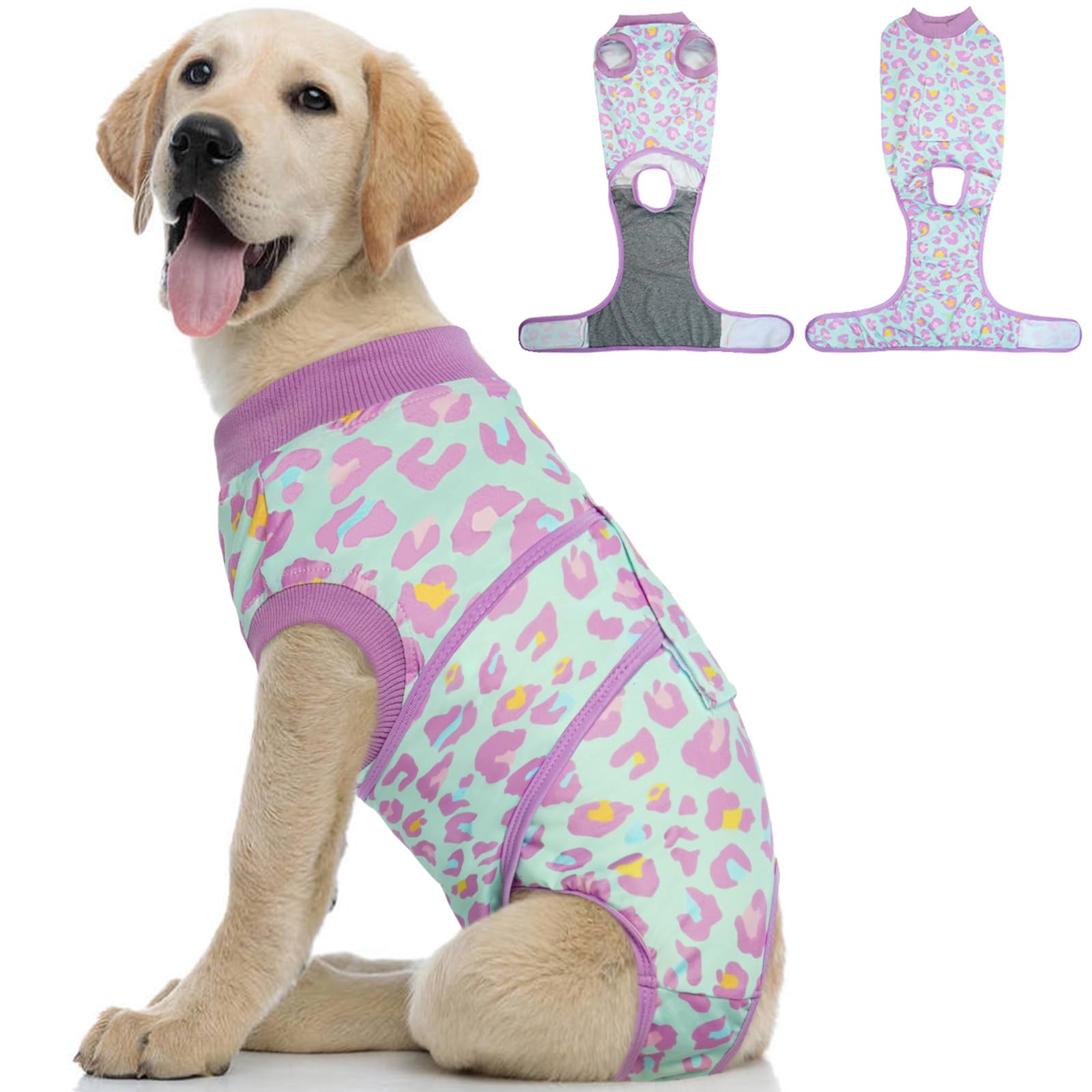Photo 1 of Kuoser Dog Recovery Suit for Dogs After Surgery,Professional Surgical Onesie for Female Male Dogs Spay Neuter,Soft Dog Surgery Suit Bodysuit for Abdominal Wounds Skin Disease,Light Purple Leopard XS