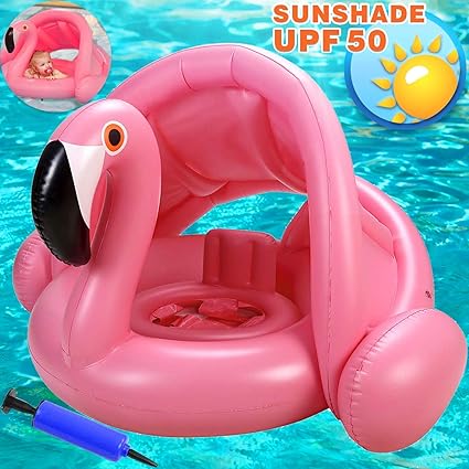 flamingo baby float with canopy