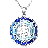 Alphm Metatron Cube Necklace 925 Sterling Sliver Sacred Geometry Seals of Archangel Angel Pendant with Austrian Crystal Sacred Geometry Jewelry for Women Men