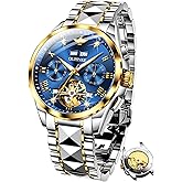 OUPINKE Mens Automatic Watch Diamond Skeleton Mechanical Self Winding Luxury Dress Wrist Watch Sapphire Crystal Tungsten