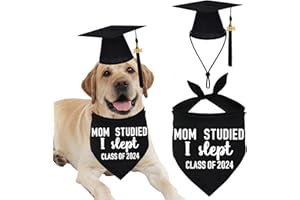JOTFA Dog Graduation Bandana and Dog Graduation Cap with 2024 Black Tassel Graduation Dog Cap Bandana Outfits Costumes for Dog Graduation Gift Supplies