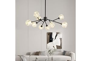 Weesalife Sputnik Chandeliers Modern Crystal Pendant Light Chandelier 9 Lights Mid Century Black Branches Chandeliers Ceiling Light Fixtures for Dining Room Bedroom Living Room G9 Bulbs