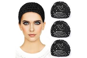 Etercycle 3 Pieces Mesh Crochet Hair Net Snoods for Women, Soft Rayon Knit Crochet Hairnet Hair Cover Accessory for Sleeping
