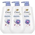 Dove Body Wash with Pump 3 Count Anti-Stress Blue Chamomile & Oat Milk, for 24hr Lotion-Soft Skin Moisturizing Skin Cleanser with No Sulfates No Parabens