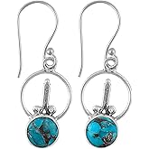 ARTISANJEWELS Genuine Copper Turquoise Gemstone Earrings, 925 Sterling Silver Earring, Handmade Women Jewelry, Turquoise Crystals, December Birthstone, Designer Dangling Earring, Mother's Day Gift
