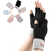 Bodvera Fingerless Gloves for Women Winter Half Finger Gloves Knitted Fingerless Mittens for Typing Driving