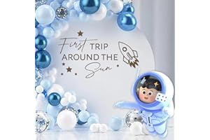 SANDOO First Trip Around The Sun Decal for Balloon Arch Peel and Stick- 1st Birthday Decorations Boy,First Birthday Space Theme Party Decor Decal Stickers for Baby Boy
