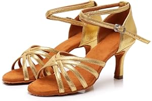 Rosefinch Women's Latin Dance Shoes Satin Professional Ballroom Salsa Practice Performance Wedding Dancing Shoes