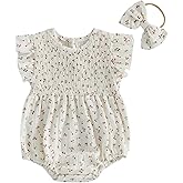 Kavousa Baby Girl Summer Outfit Newborn Girl Bubble Romper Short Sleeve Jumpsuit Cute Infant Spring Clothing