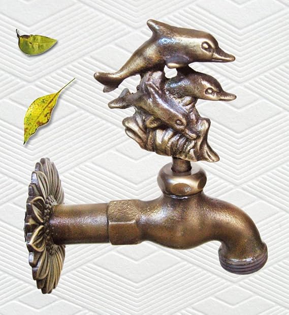 Brass 3 Dolphins Garden Faucet Outdoor Faucets Garden