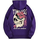 SHENHE Men's Skull Rose Printed Hoodie Graphic Gothic Hoodies Sweatshirt Pullover