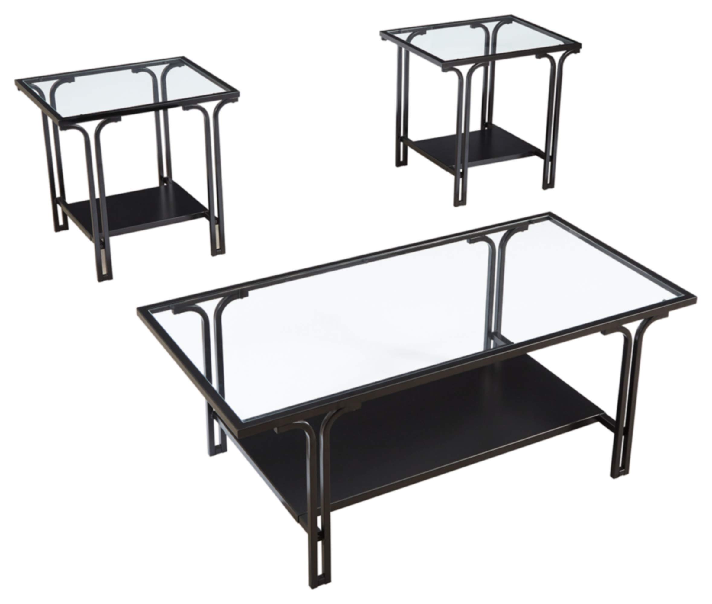 Signature Design by Ashley Exeter Glass Top 3 Piece Occasional Table Set