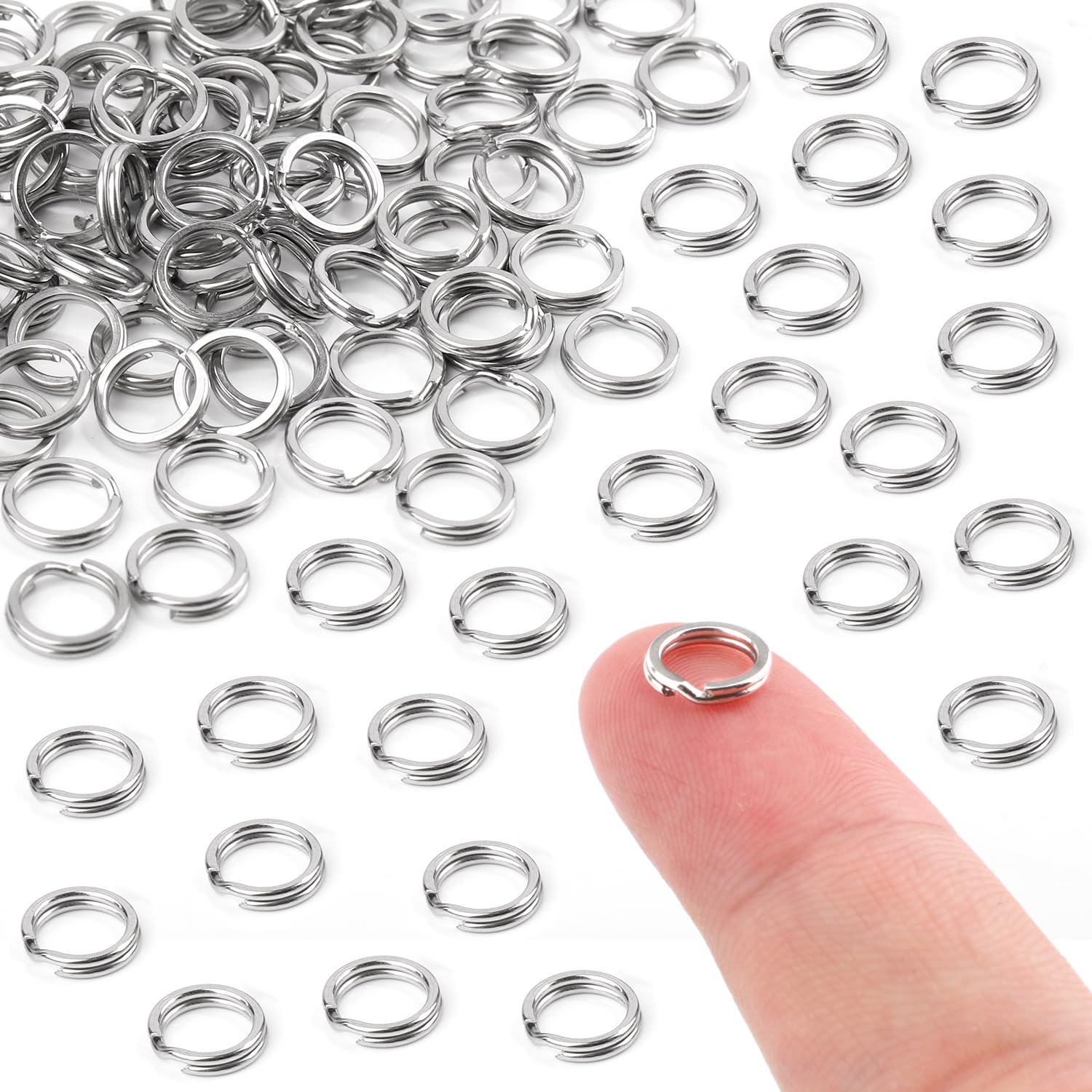 Photo 1 of 100pcs Split Rings, 8mm O Ring Connectors Stainless Steel Key Chain Rings Split Rings for Jewelry Making Metal Car Keys Craft Making