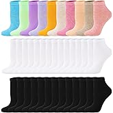LITERRA 40 Pairs Women's Ankle Socks - Size 5-10, Casual Comfort Everyday Socks Bulk Pack