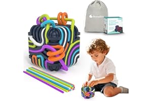 BUNNYBOO Sensory Toys for Kids with Autism & Autism Sensory Products - Upgraded 3D Silicone Fidget Cube & Activity Board for Kids & Adults, ADHD & Anxiety Relief, FDA Food Grade Quiet Travel Toys with Pouch